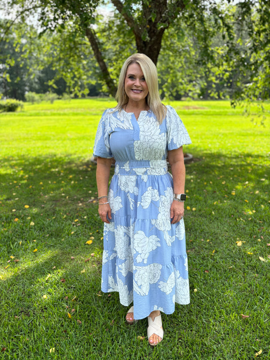 Baby Blue Floral Dress