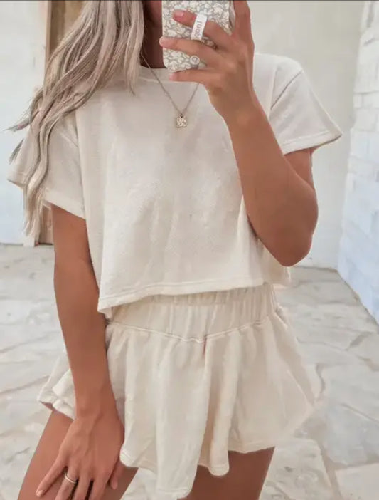 Cream Skort Set