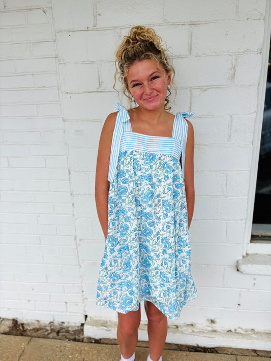 Floral Bow Strap Dress