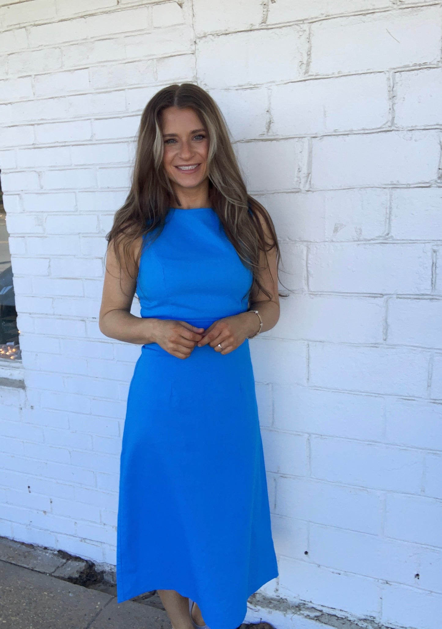 Midi Blue Linen Dress