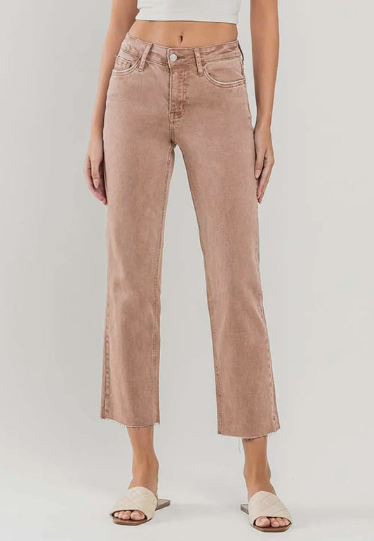 Mid Rise Crop Straight Jean