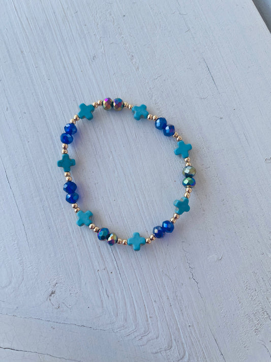 Navy & Turquoise Cross Bracelet