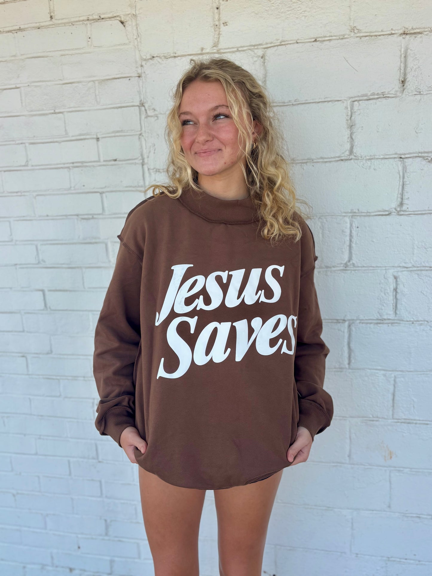 Jesus Saves Mock Neck