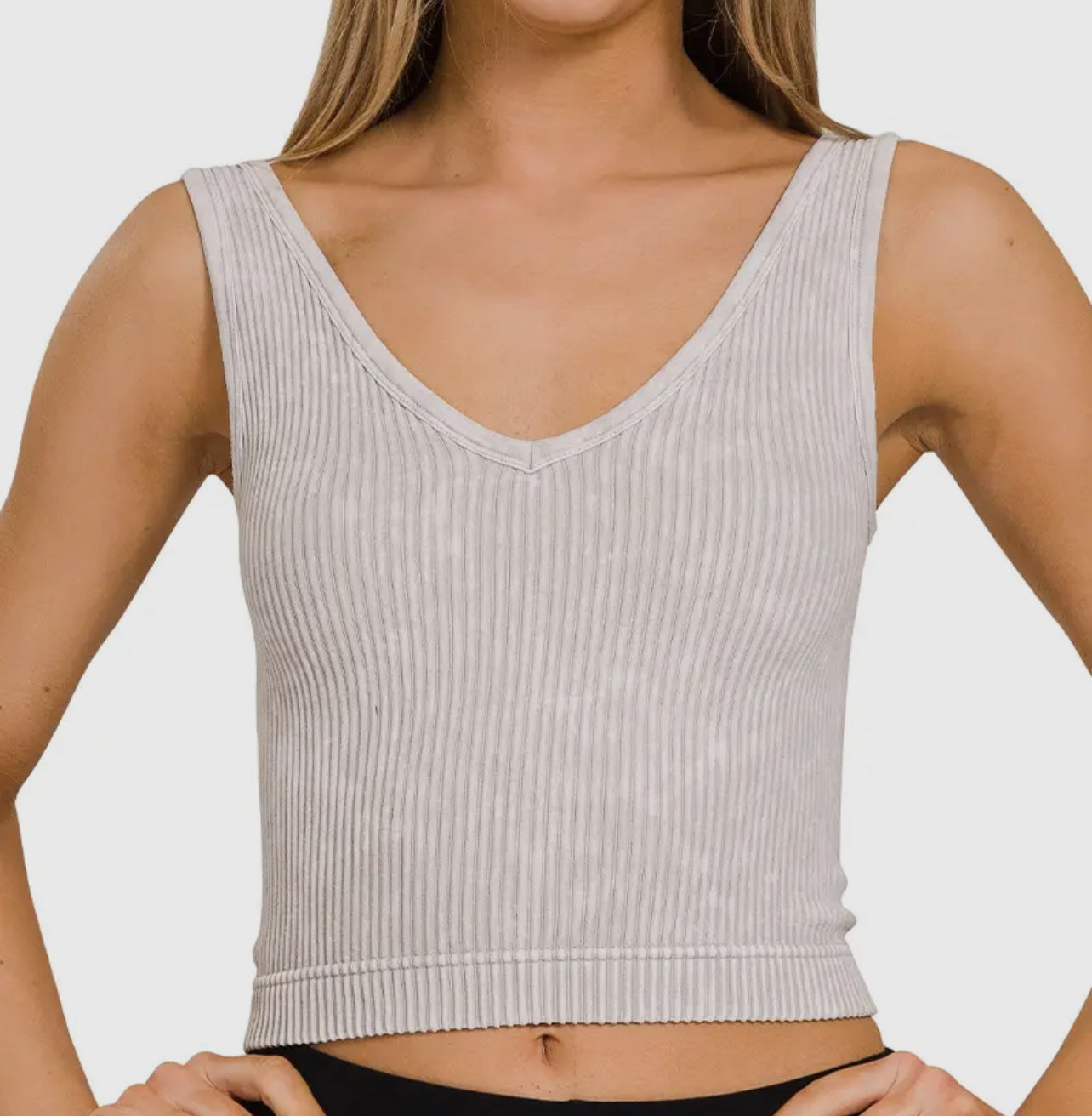 Washed Ribbed Cropped Tank