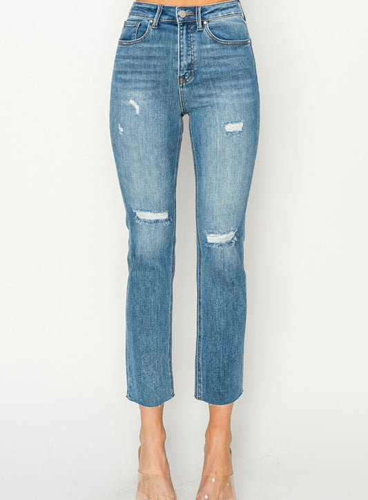 RISEN High Rise Slim Straight Jean
