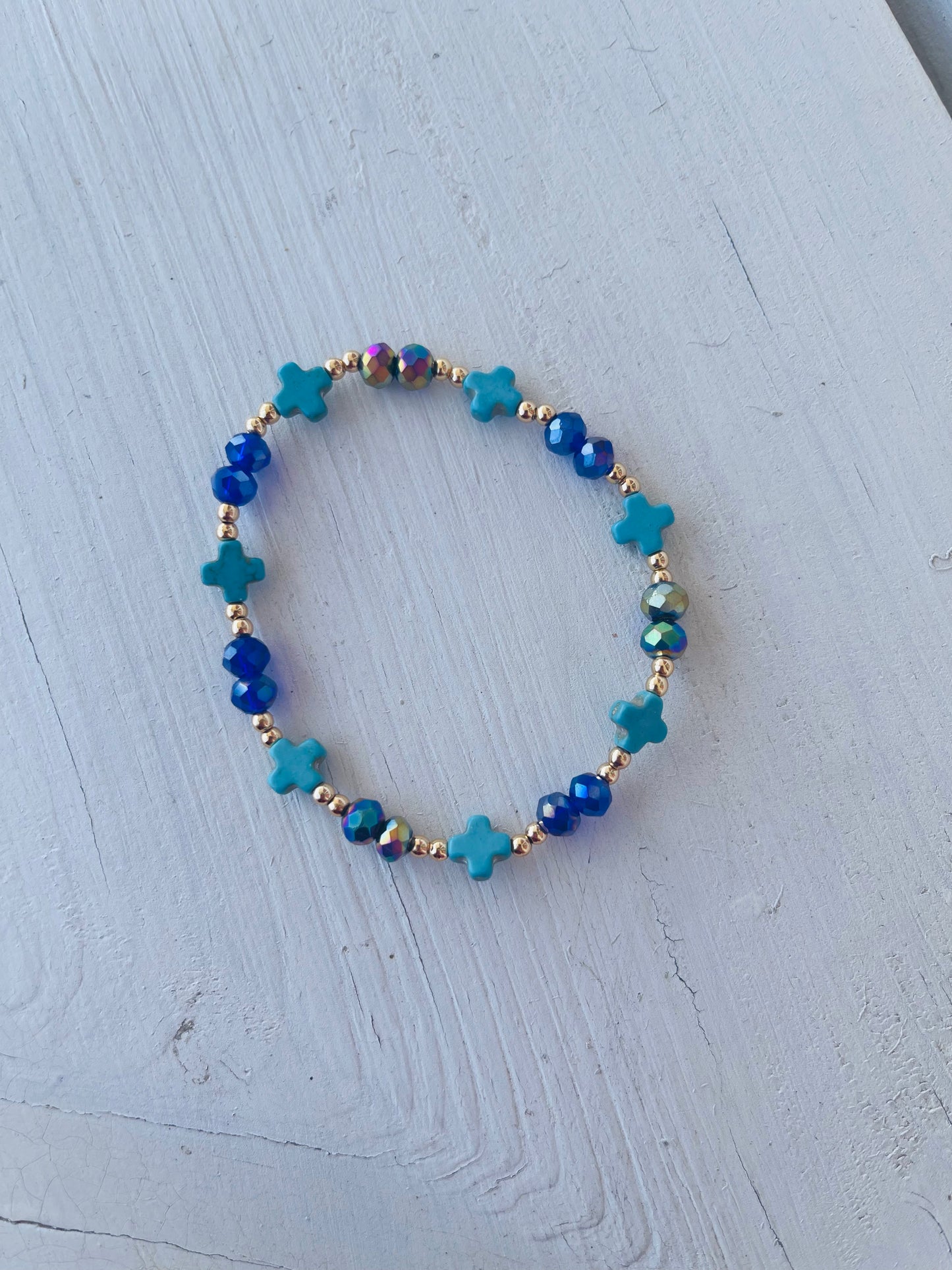 Navy & Turquoise Cross Bracelet