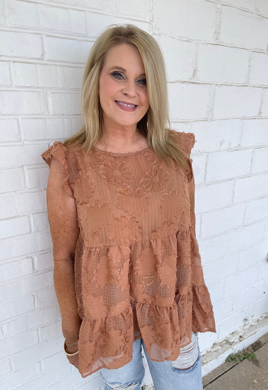 Rust Ruffle Sleeve