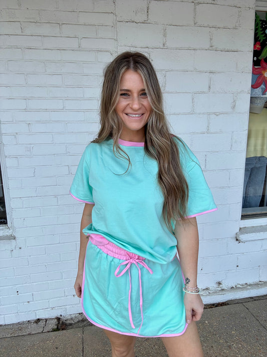 Blue & Pink Skort Set