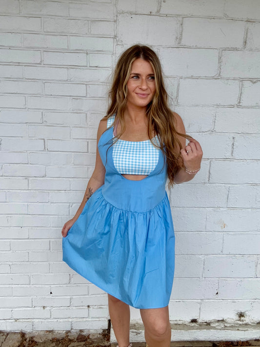 Blue Gingham Romper
