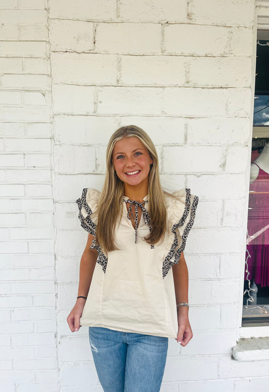 Cheetah & Cream Top