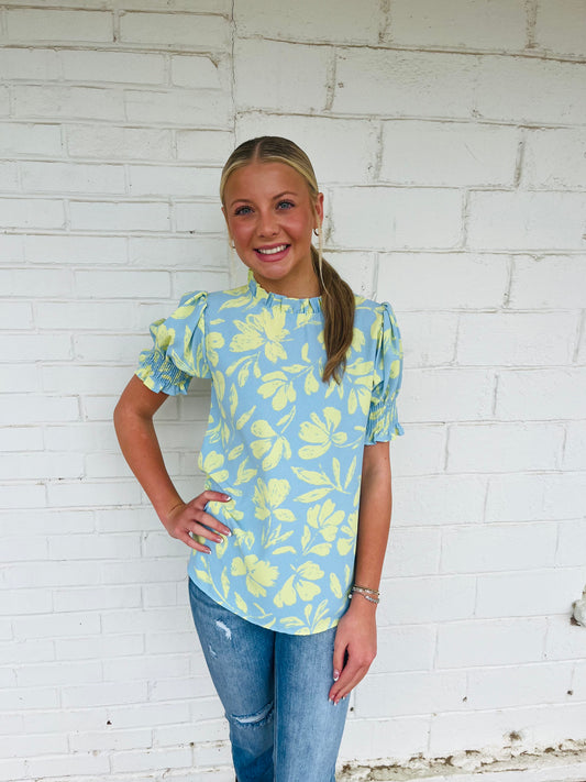 Lime Floral Top