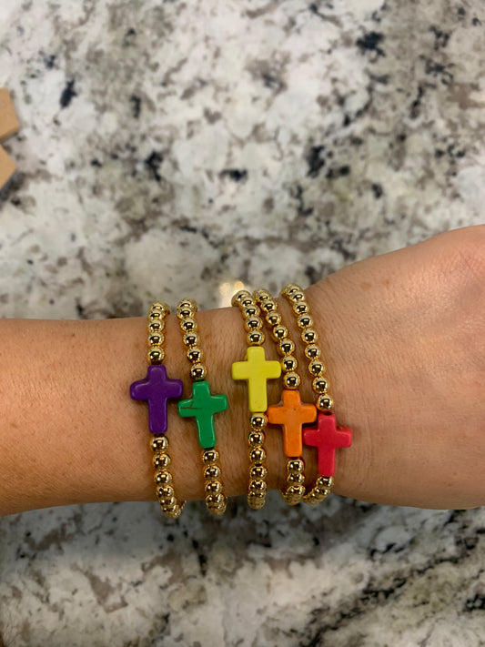 Gold & Cross Bracelet