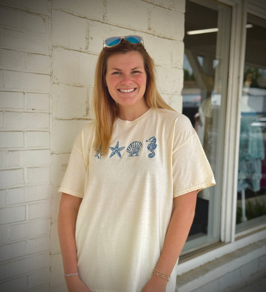 Embroidered Seashell Tee