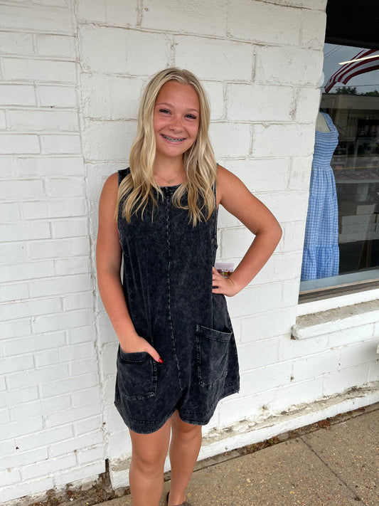 Black Washed Romper