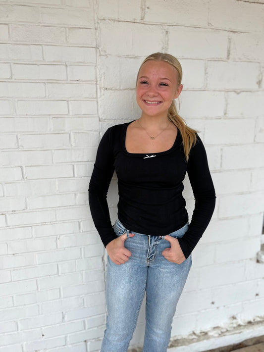 Black Long Sleeve with Bow Detail