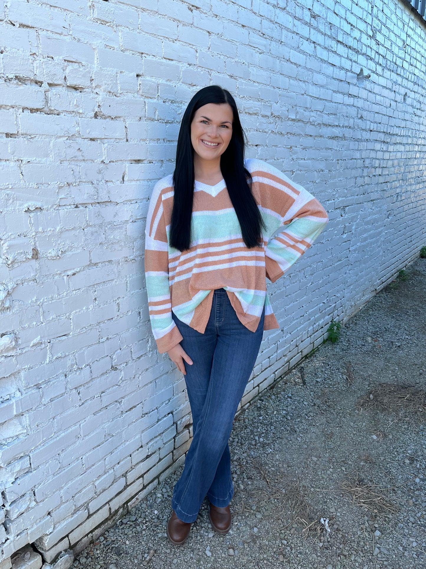 V-Neck Stripe Sweater