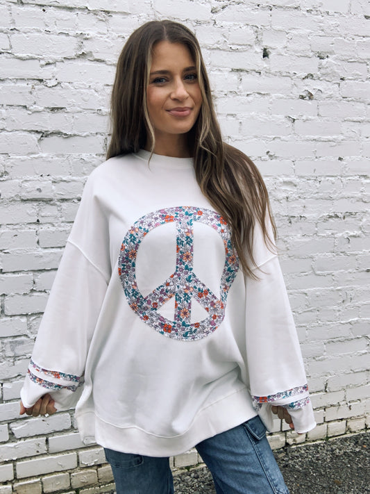 Floral Peace Sign Top