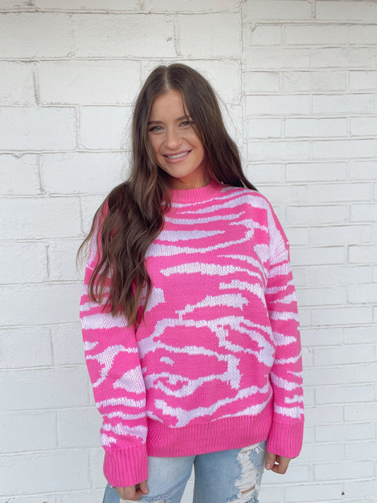 Pink Zebra Sweater