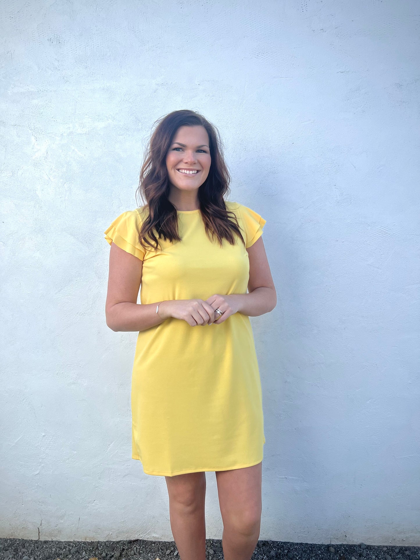 Ruffle Sleeve Yellow Dress