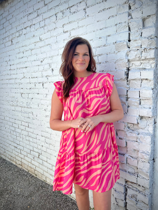 Pink & Orange Zebra Dress
