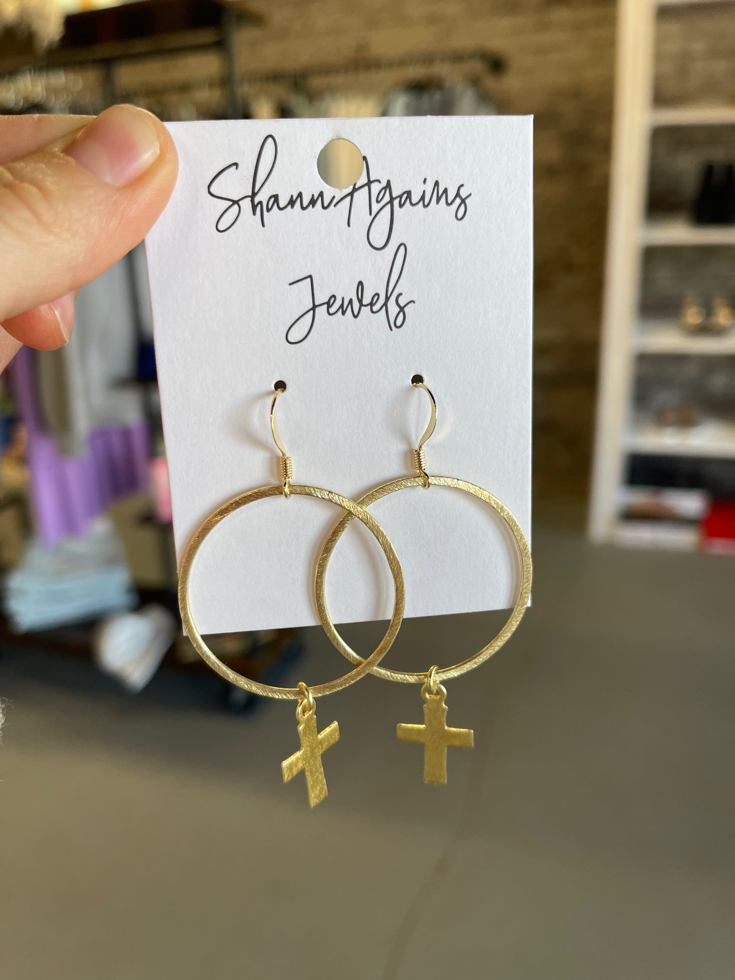 Gold Cross Earring