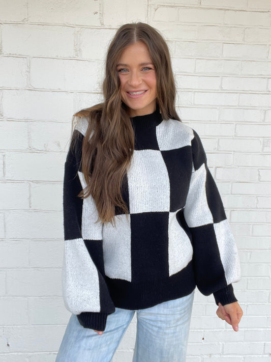 Black & White Checkered Sweater