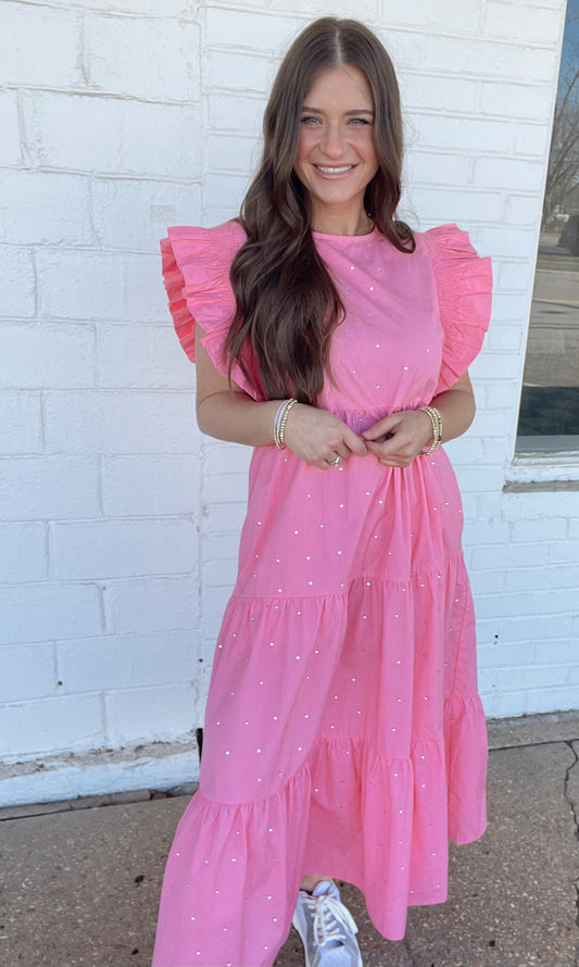 Ruffle Sleeve Midi Dress