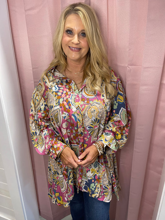 PLUS SIZE Paisley Top