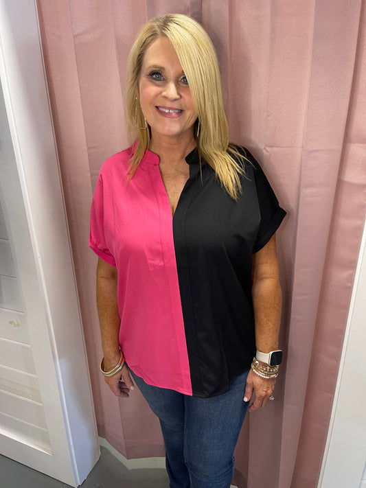 Pink & Black Top