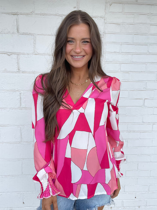 Hot Pink & White Top