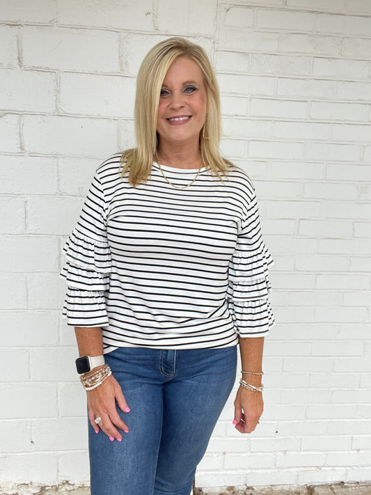 Stripped Ruffle Sleeve