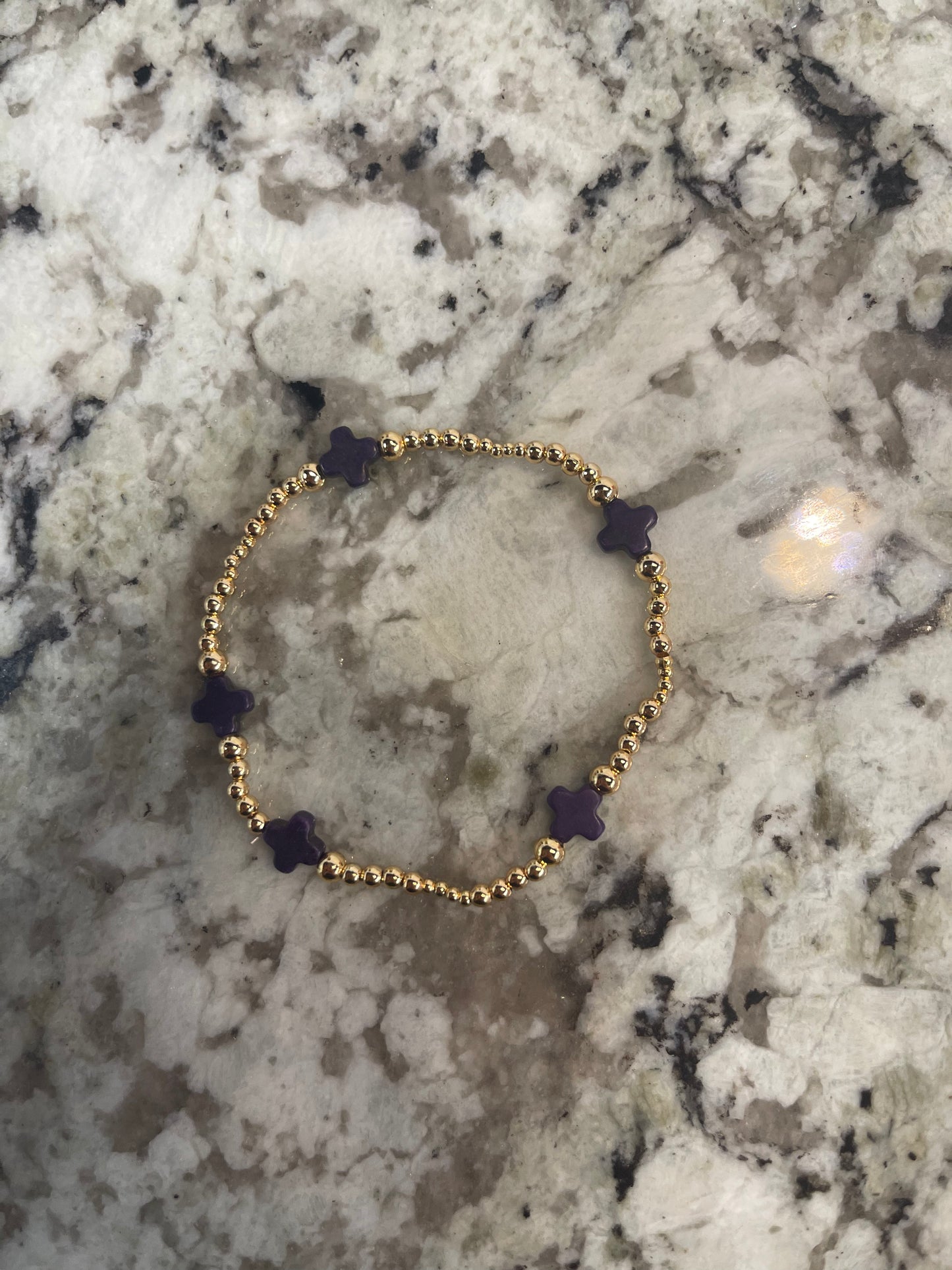 Navy & Gold Cross Bracelet