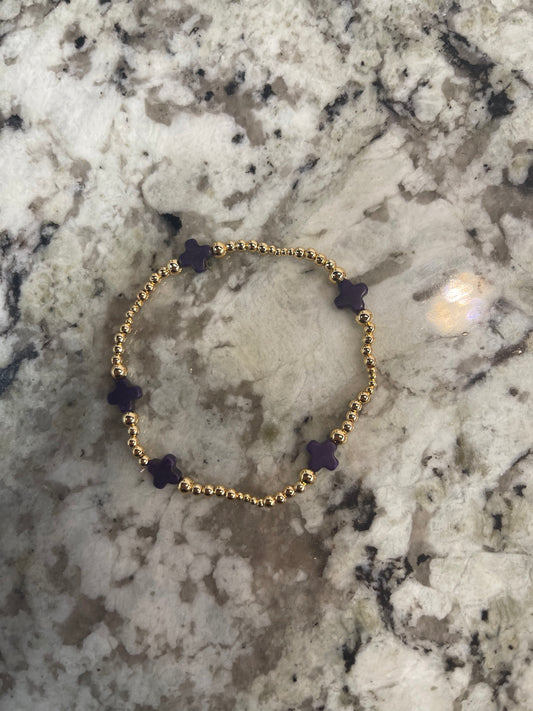 Navy & Gold Cross Bracelet