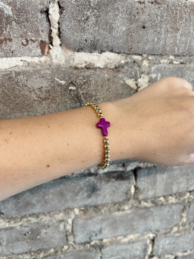 Purple Cross Bracelet