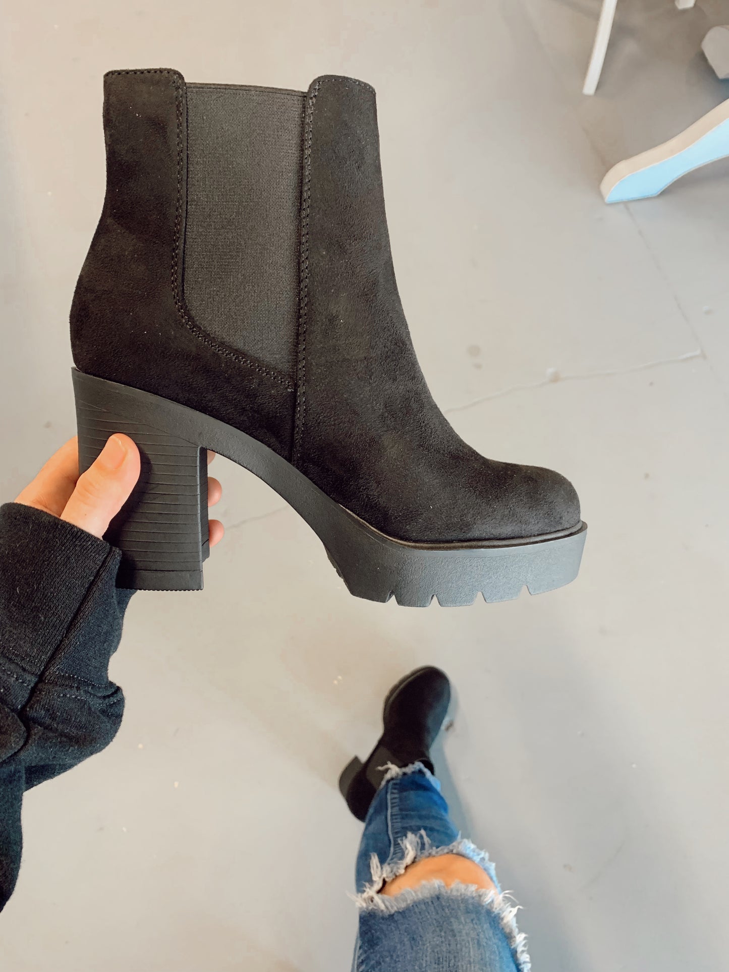 Black platform bootie