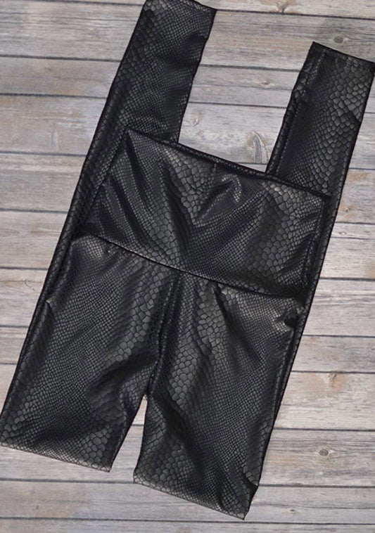 Snake Skin Leather Leggings