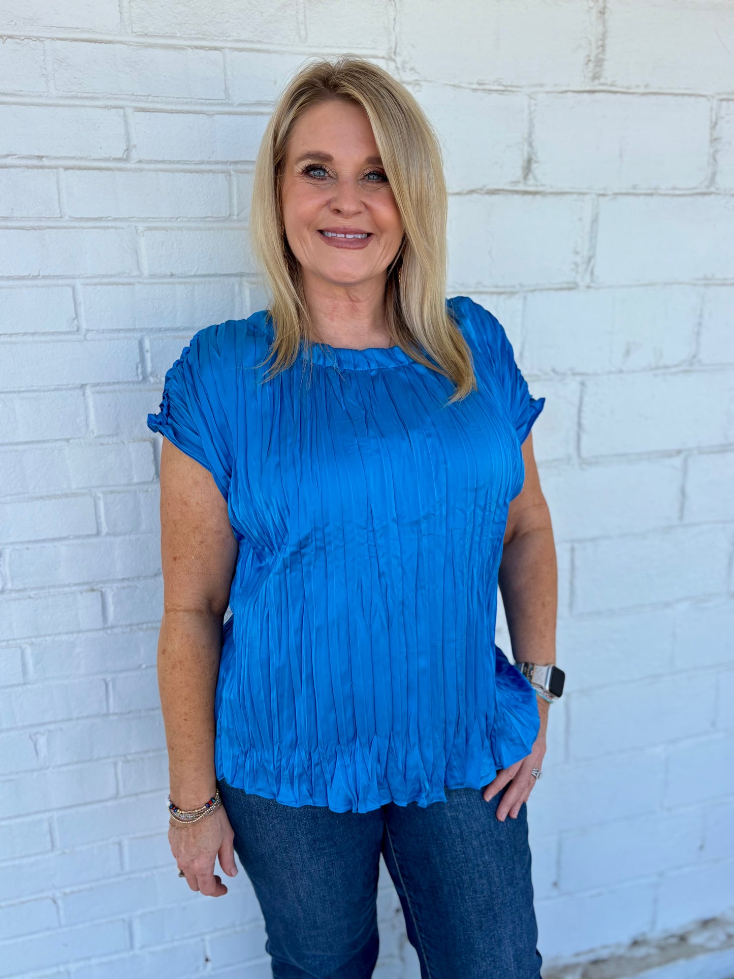 Pleated Royal Bluer Top