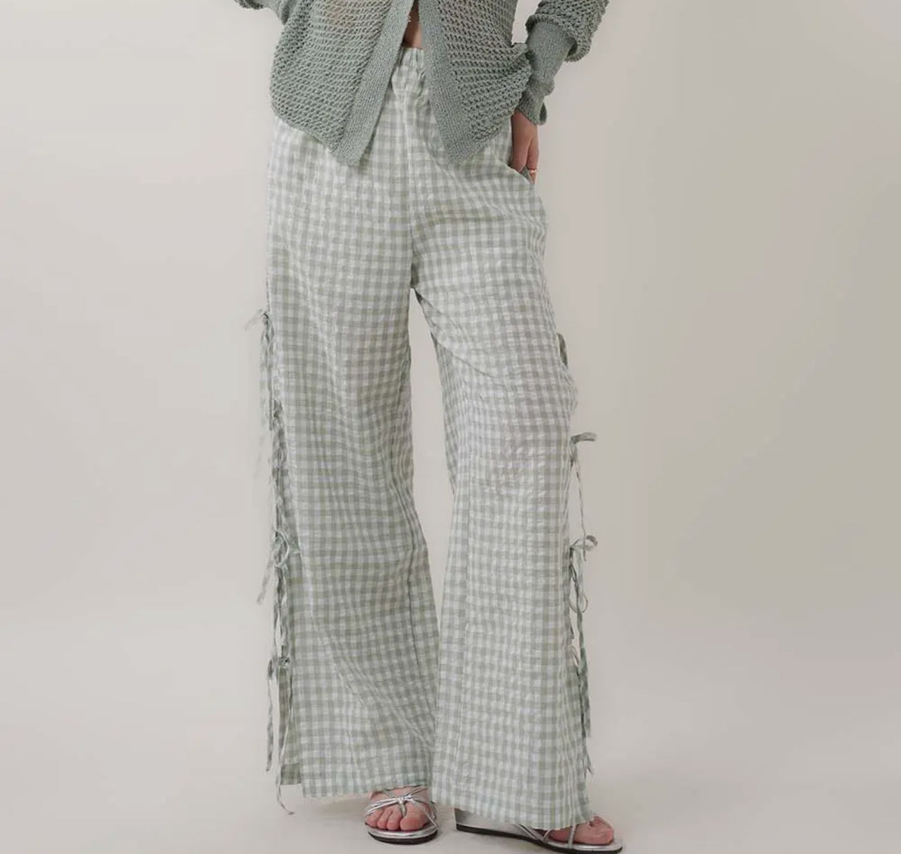 Gingham Casual Pants (Sage)
