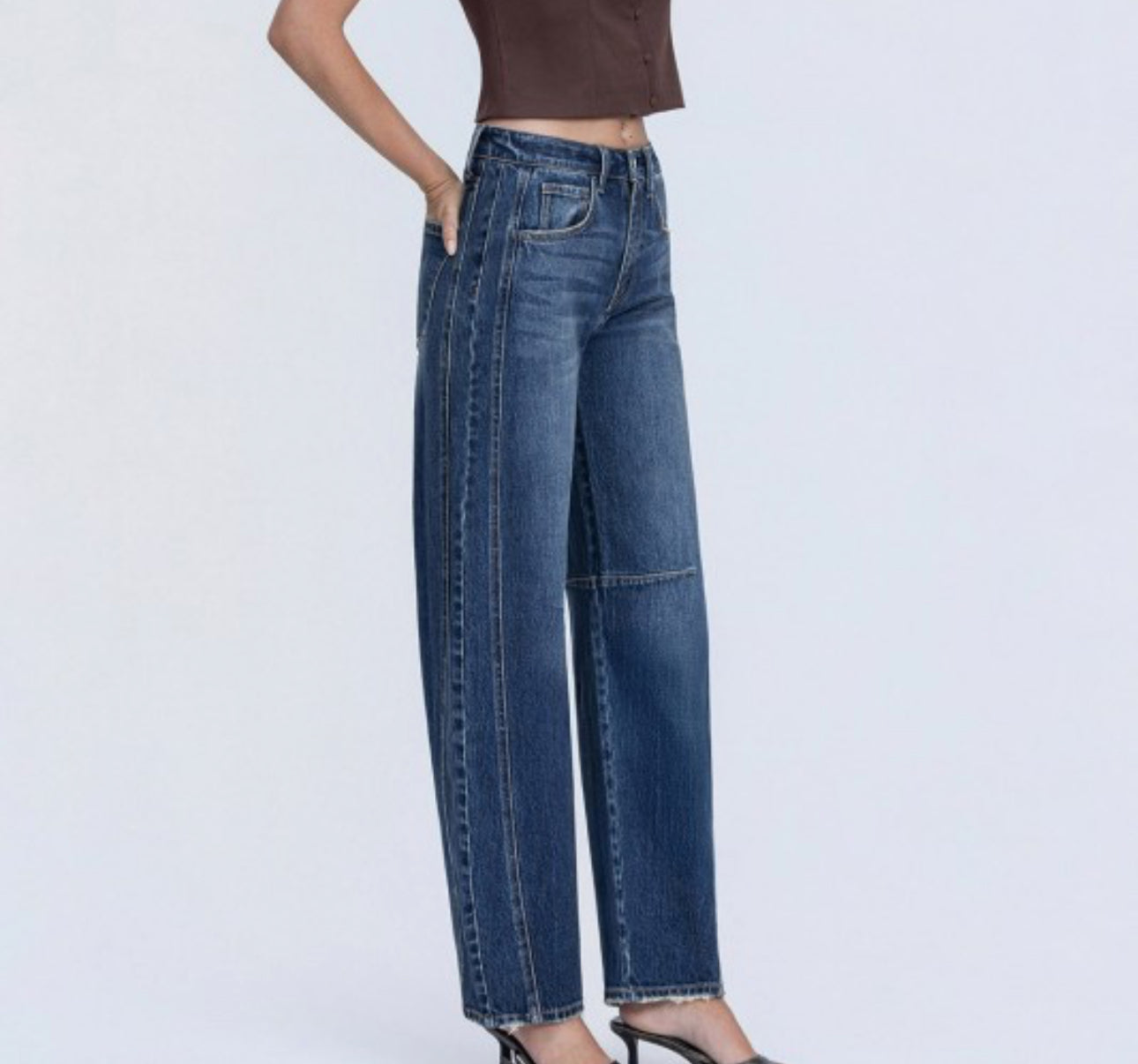 Dark Wash Barrel Jeans