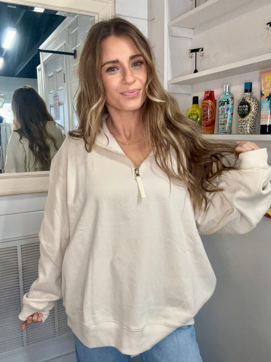 Zenana Scuba Sweatshirt -Cream