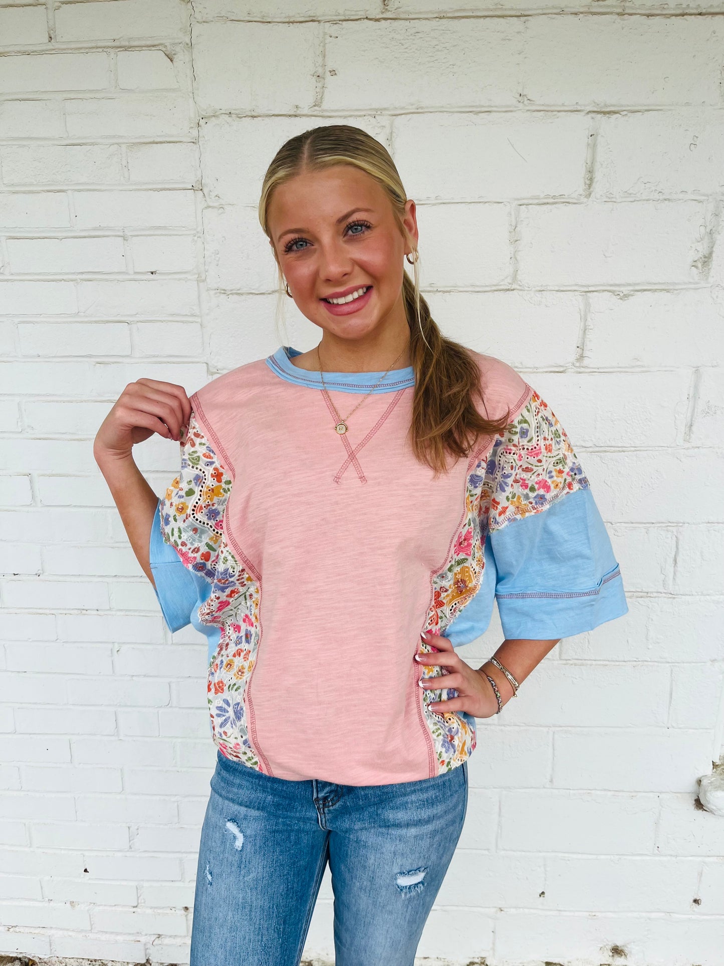 Washed Floral Top