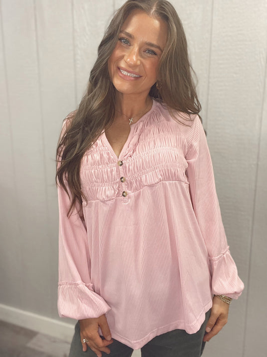 Baby Pink Smocked Top