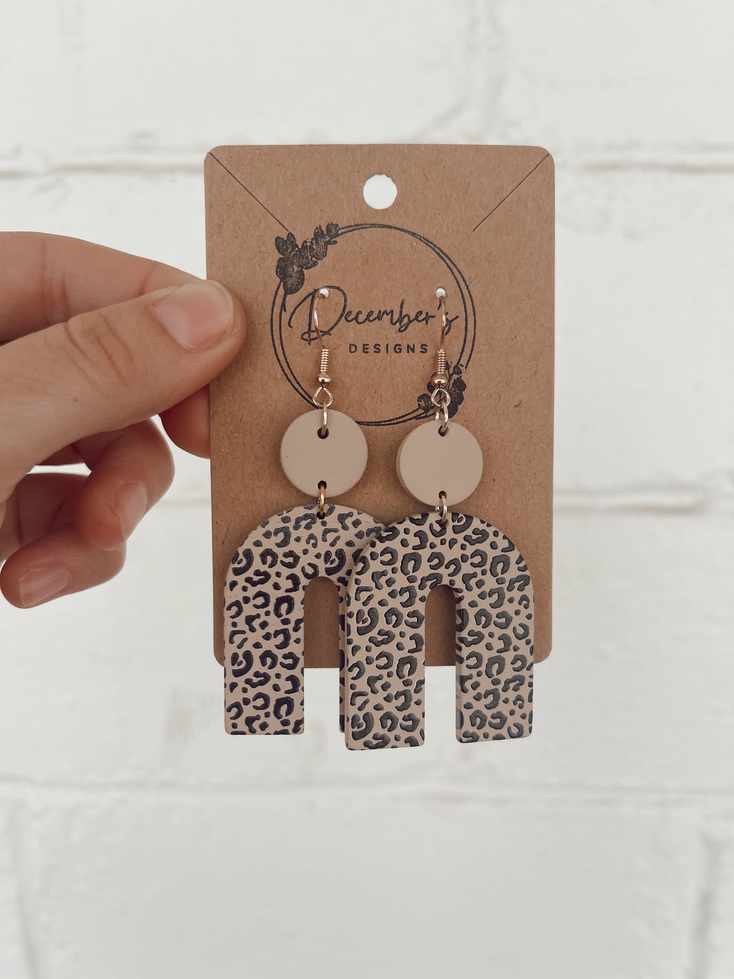 Blush Cheetah Clay Earring