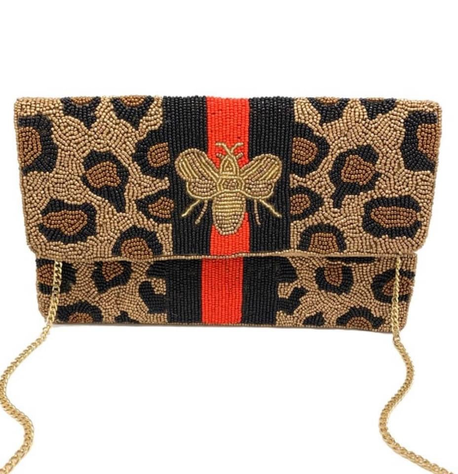 Cheetah beaded purse